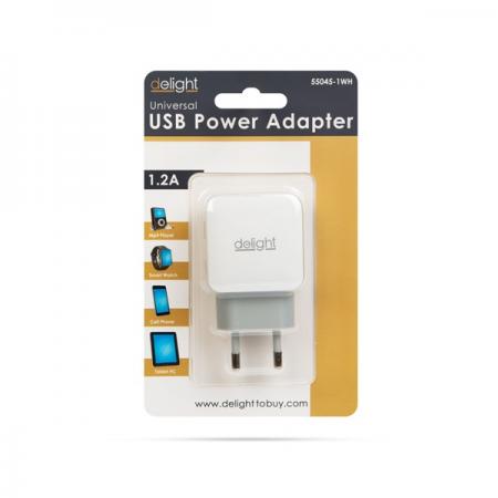 Delight 55045-1WH hálózati adapter 1xUSB-A 5V-1.2A fehér