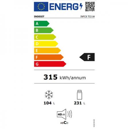 Indesit INFC8 TI21 W kombinált alulfagyasztós hűtőszekrény